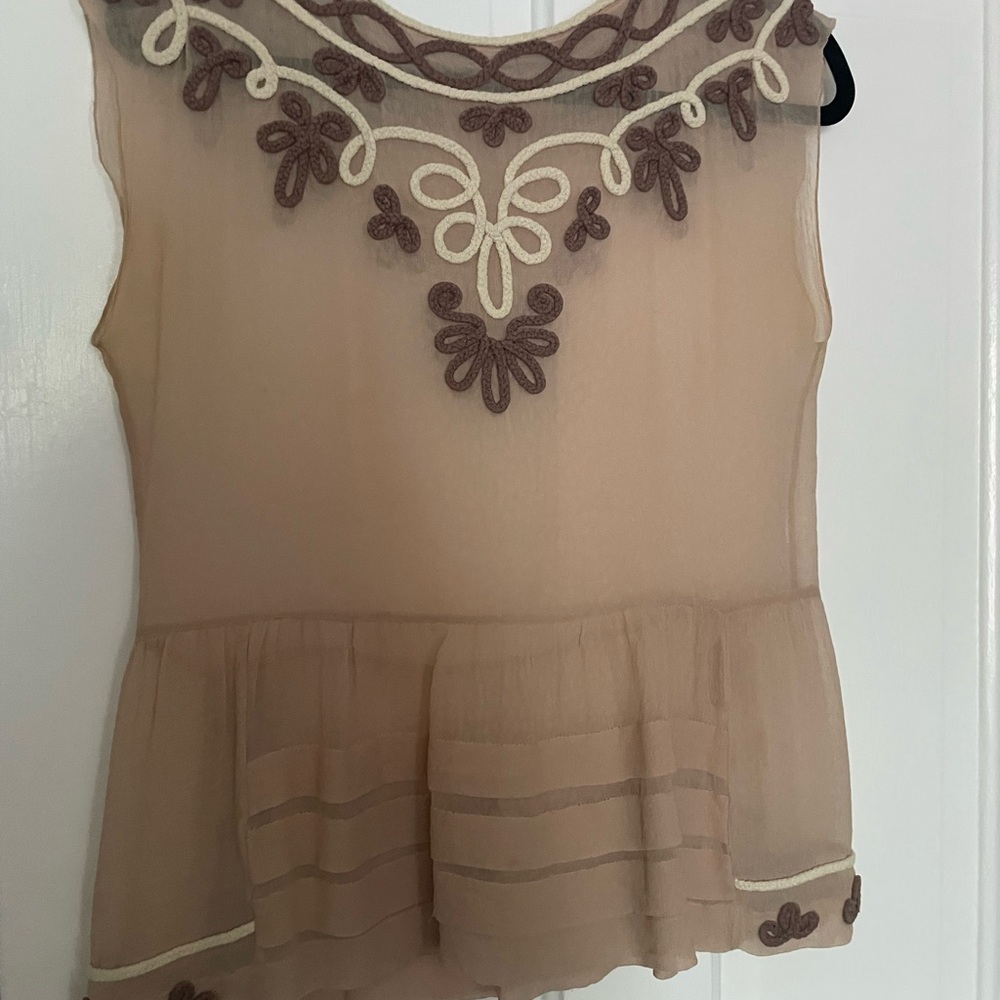 Bally Cream Embellished Peplum Blouse